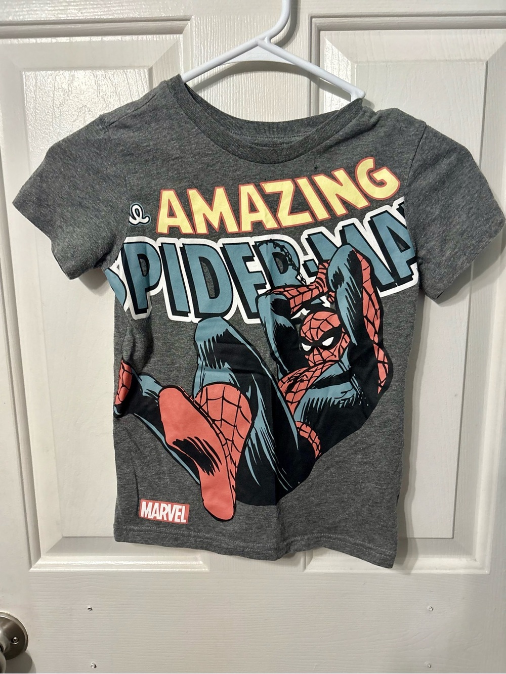 Marvel Gray Spider-Man Graphic Tee with Red & Teal Print